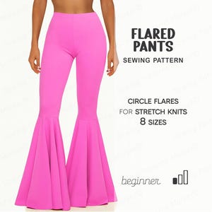 Flared Pants Sewing Pattern Beginner Level, Bell Bottom Extreme Flare Leggings, Easy Pants Pattern, Size XS - 4XL, Digital Sewing Patterns