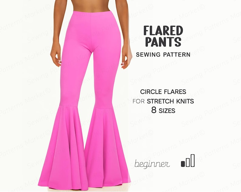 Flare Leggings Pattern, Flared Pants Sewing Pattern, Yoga Pants Pattern For Women, PDF Sewing patterns for women, womens clothes patterns, beginner sewing patterns, digital sewing patterns, stretch pants pattern, yoga pants pattern, flare leggings pattern, flared pants sewing pattern, yoga leggings patterns, womens leggings pattern, bell bottom pant pattern, yoga pants pattern, flared trousers sewing pattern, Carnaval pants, costume pants pattern, Abba party pants pattern