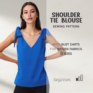 Blouse Sewing Pattern, Sleeveless Top PDF Pattern, Women Top Beginner Pattern, Summer Shirt Pattern, Simple Silk Blouse, PDF Patterns