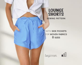Womens shorts sewing pattern | Boxer shorts sewing pattern | Patron couture shorts PDF beginner pattern | Summer shorts with pockets