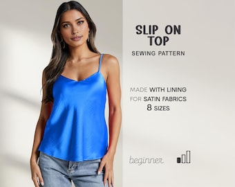 Cami Top Sewing Pattern, Silk Top Pattern, Beginner Top Pattern, Summer Top Pattern, DIY Top Sewing Tutorial, Digital PDF Patterns, XS - 4XL