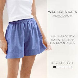 Easy Shorts Pattern, Wide Leg Shorts Pattern, Women&#39;s Shorts Sewing Pattern, Cotton Shorts With Pocket Pattern, Plus Size Digital Patterns