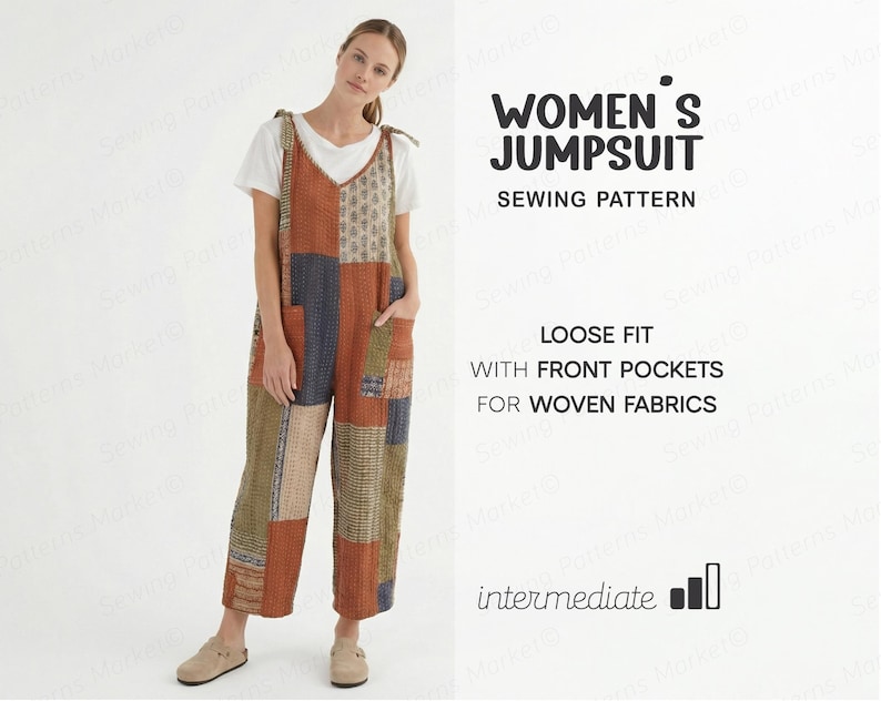 Overalls Sewing Pattern For Women Dungarees Pattern, Jumpsuit Pattern, Cotton Romper Pattern, patchwork jumpsuit pattern, quilted overalls pattern, PDF Sewing patterns for women, plus size sewing patterns, beginner friendly patterns, womens dungaree pattern, Jumpsuit Pattern For Women, Onesie Pattern,  Dungarees Pattern,  linen jumpsuit pattern, cotton jumpsuit pattern, cotton romper pattern, pdf sewing patterns for woven fabrics, clothes sewing patterns, patchwork overall pattern