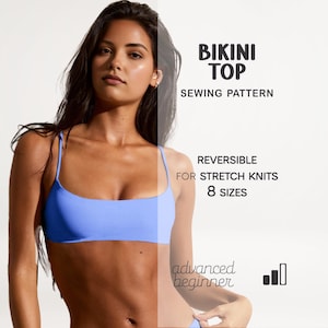 Bikini Top PDF Sewing Pattern For Women, Bra Sewing Pattern, DIY Swimsuit Sewing Tutorial, Reversible Swimwear, Plus Size Bikini Pattern