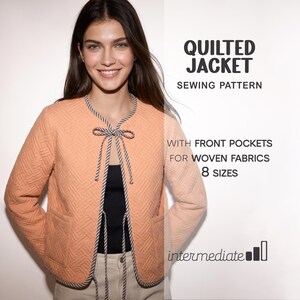 Patrón de costura para chaqueta acolchada para mujer, patrón de chaqueta, patrón de costura para camisa patchwork