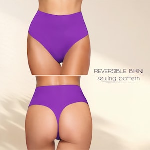 Bikini Pattern Beginner Level XS - 4XL, Thong Swimsuit Pattern, High Waist Bikini, Bathing Suit Swimwear, PDF Patterns, Instant Download