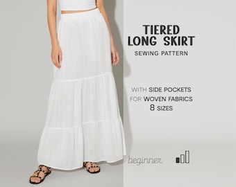 Flared Skirt Pattern For Women, Long Skirt Sewing Pattern, Maxi Skirt Pattern, Cotton Skirt Pattern, Skirt With Pockets For Women