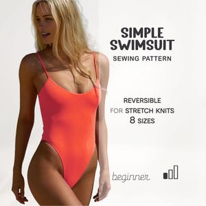 Patrón de bikini, patrón de traje de baño, patrón de traje de baño de una pieza para mujer, patrones de costura digitales en PDF, patrón de leotardo, descarga instantánea