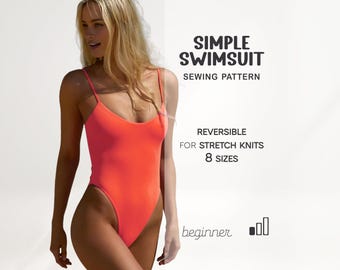 Bikini Pattern, Swimsuit Pattern, One Piece Womens Bathing Suit Pattern, Digital PDF Sewing Patterns, Leotard Pattern, Instant Download