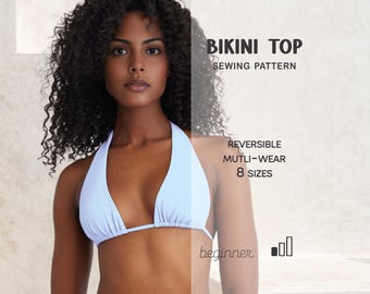 Bikini PDF-mönster, Baddräktsmönster, Bikini Halter Top Mönster, Bikinimönster för nybörjare, Baddräkt, Baddräktstopp