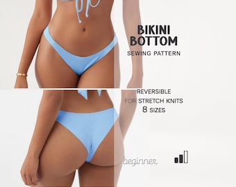 Patrón de costura para bikini, patrón de traje de baño para mujer para principiantes, tallas XS - 4XL, patrones de costura de tallas grandes, patrones digitales en PDF con descarga instantánea.