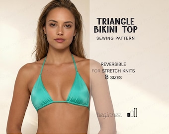 Bikini Top Sewing Pattern Womens Swimsuit Digital Patterns, Plus Size XS - 4XL PDF Patterns With Instant Download
