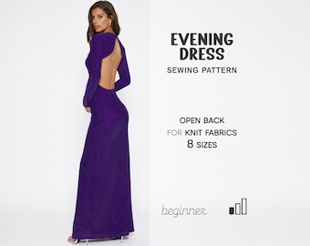 Evening Dress Sewing Pattern, Formal Dress Pattern, Long Dress PDF Pattern, Prom Dress Pattern, Digital Patterns With Instant Download
