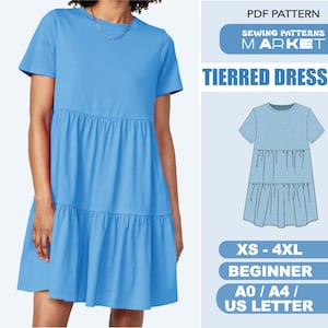 Dress Sewing Pattern Womens Digital Patterns, Plus Size Summer Dress Pattern, XS - 4XL, Beginner Patterns, Instant Download