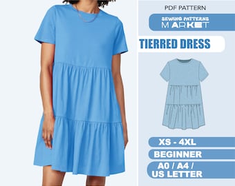 Dress Sewing Pattern Womens Digital Patterns, Plus Size Summer Dress Pattern, XS - 4XL, Beginner Patterns, Instant Download