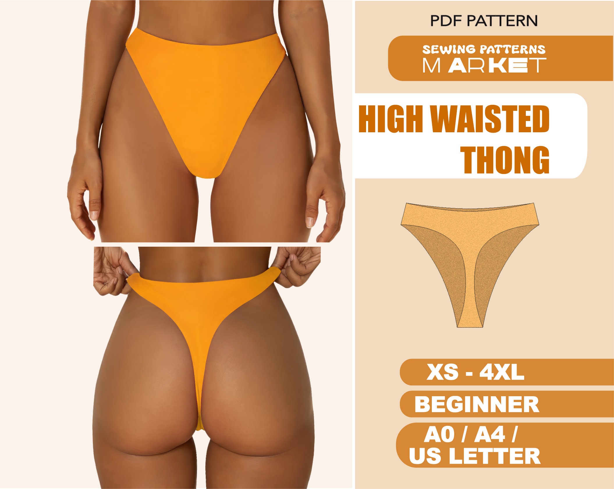 High Waisted Panties Sewing Pattern for Women, Underwear Pattern, Brief,shorts,  Bikini Bottom, Pole Dance Wear 