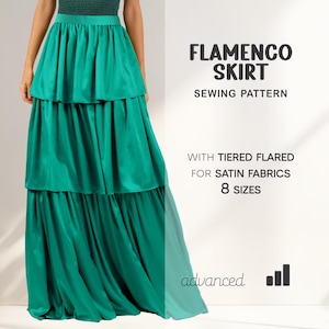 Long Skirt Sewing Pattern, Flared Skirt Pattern, Flamenco Skirt Pattern, Carnaval Skirt Pattern, Festival Skirt PDF Sewing Pattern For Women
