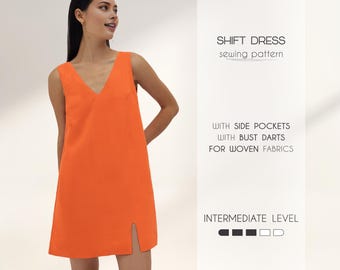 Dress Sewing Pattern Easy, Short Mini Dress Pattern, Plus Size Dress, XS - 4XL, Linen Dress, Beginner Patterns, Instant Download