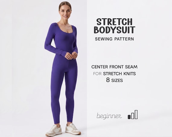 Bodysuit Pattern, Womens Jumpsuit Sewing Pattern XS - 4XL, Plus Size PDF Digital Patterns, Overall Onesie Pattern, Beginner Pattern