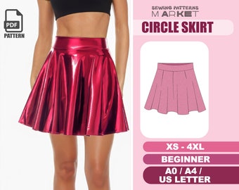 Flared Skirt Pattern Beginner Friendly, Short Circle Skirt Pattern, Skater Skirt Pattern, XS - 4XL, Plus Size Skirt, Digital Sewing Patterns