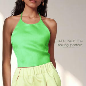Open Back Top Sewing Pattern, Women Blouse Pattern Beginner, Backless Top Sewing Pattern, Plus Size Top Pattern, XS-4XL, Beginner Patterns