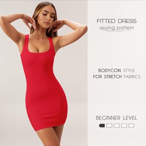 Bodycon Dress Pattern, Women&#39;s Dress Sewing Pattern, Fitted Dress Beginner Pattern, Tank Dress Pattern, Plus Size Dress Pattern