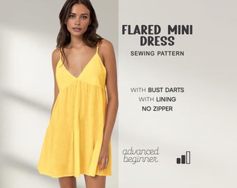 Flared Dress Sewing Pattern For Women Sundress PDF Pattern XS - 4XL, Summer Dress Pattern, Plus Size Dress , Slip Dress, Instant Download