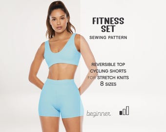 Sports Bra Pattern, Cycling Shorts Pattern, Crop Top Pattern, Stretch Shorts Pattern, Yoga Shorts Pattern, PDF Sewing Patterns For Women