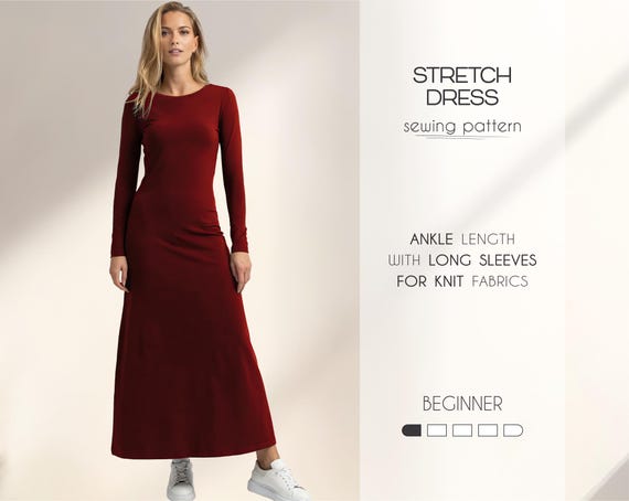 Long Dress Sewing Pattern for Women | Stretch Dress Pattern | A-line Dress  Pattern | Easy Dress Beginner Pattern | Digital PDF Patterns