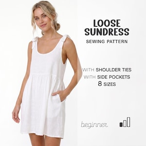 Sundress Sewing Pattern For Beginners, Short Summer Dress Pattern, Plus Size Dress Pattern, Flared Dress PDF Pattern, Instant Download