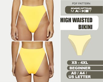 Womens Swimsuit Pattern Digital Plus Size Sewing Patterns, Bikini Swimwear, XS - 4XL, Instant Download