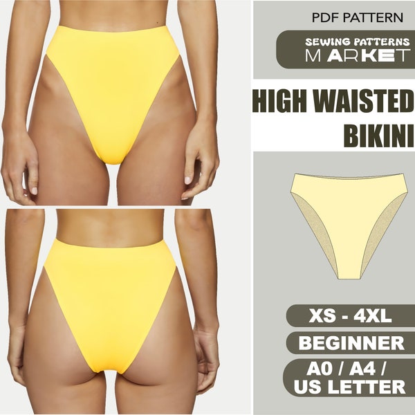 Womens Swimsuit Pattern Digital Plus Size Sewing Patterns, Bikini Swimwear, XS - 4XL, Instant Download