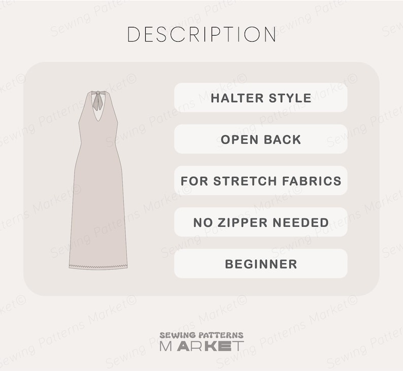 Halter Dress Pattern, Party Dress Sewing Pattern For Women, Flared Dress Pattern, Long Dress PDF Pattern, open back dress pattern, womens dress pattern, birthday dress pattern, stretch dress pattern, fitted dress pattern, maxi dress pattern, sewing pattern for womens dress, elegant dress pattern, PDF sewing patterns for women