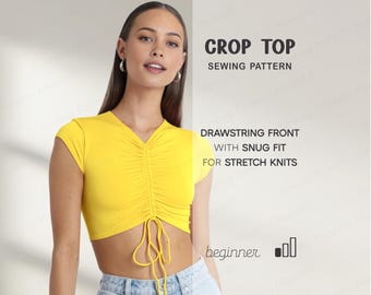 Cropped Top Pattern Beginner Crop Top Sewing Pattern, Plus Size Top PDF Pattern, Teenager Top  Sewing Tutorial, Simple Top, Easy Shirt