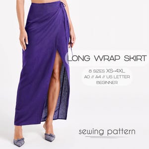 Wrap Skirt Pattern, Long Skirt Sewing Pattern, Summer Skirt Beginner Pattern, Plus Size Maxi Skirt Beach Cover Pattern, PDF Patterns