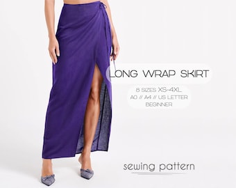 Wrap Skirt Pattern, Long Skirt Sewing Pattern, Summer Skirt Beginner  Pattern, Plus Size Maxi Skirt Beach Cover Pattern, PDF Patterns
