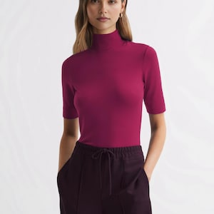Mock Neck Top Pattern for Women, Turtleneck Top Sewing Pattern, Jersey ...