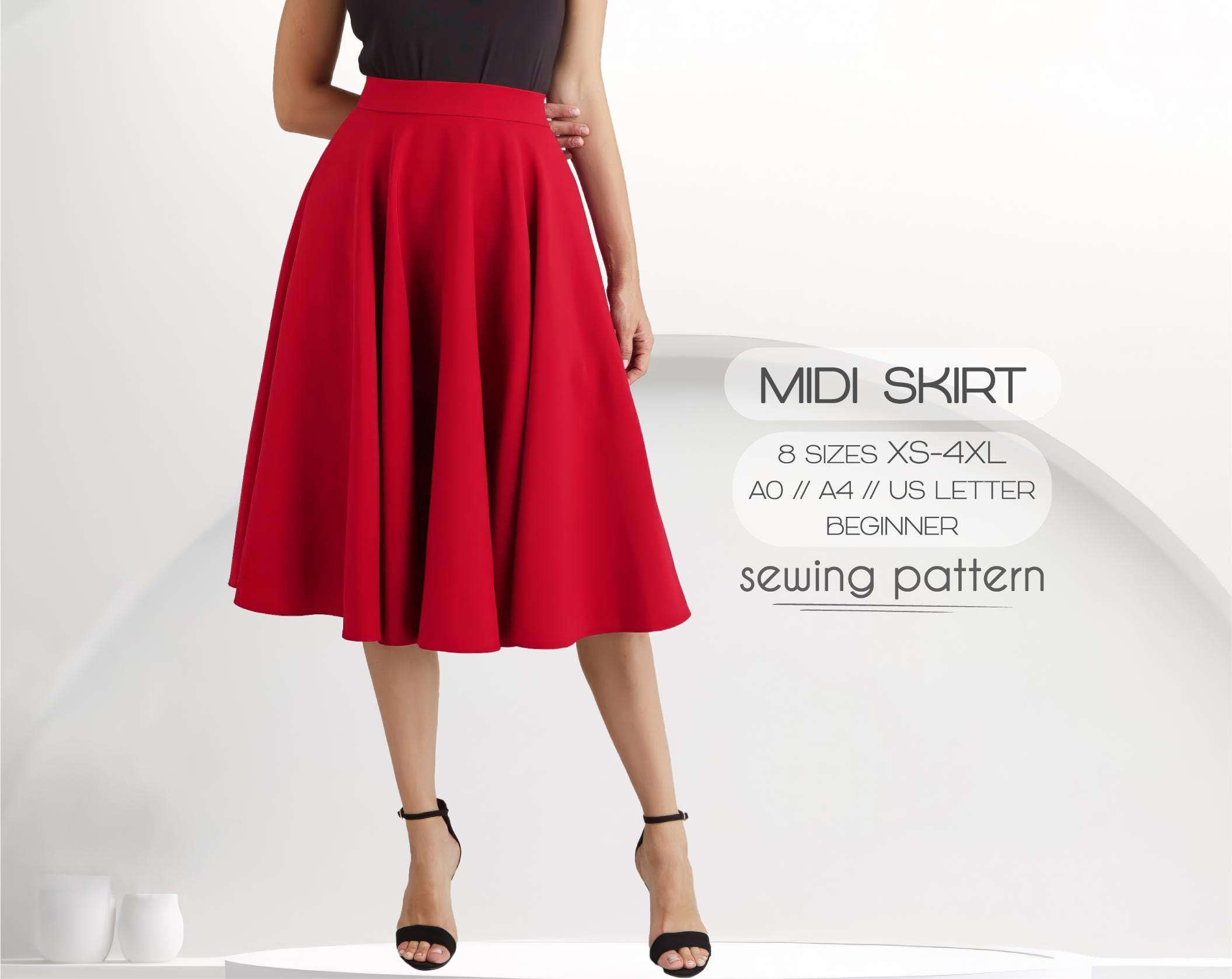 Midi Skirt With Pockets Sewing Pattern Etsy