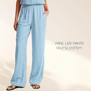 Wide Leg Pants Sewing Pattern For Women Linen Pants Beginner Pattern, Easy Pants With Pockets Sewing Tutorial Plus Size PDF Pattern Download