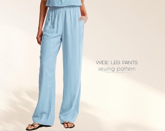 Wide Leg Pants Sewing Pattern for Women Linen Pants Beginner