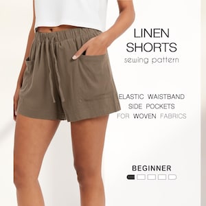 Easy Shorts Pattern, Wide Leg Shorts Pattern, Women's Shorts Sewing Pattern, Cotton Shorts With Pocket Pattern, Plus Size Digital Patterns, linen shorts pattern, shorts pattern for beginners, shorts pattern for woven fabrics, elastic waistband shorts, shorts pattern for woven fabrics, lounge shorts pattern, sewing patterns for women, shorts pdf pattern, casual shorts pattern, elastic waistband shorts pattern, summer shorts pattern, boxer shorts pattern