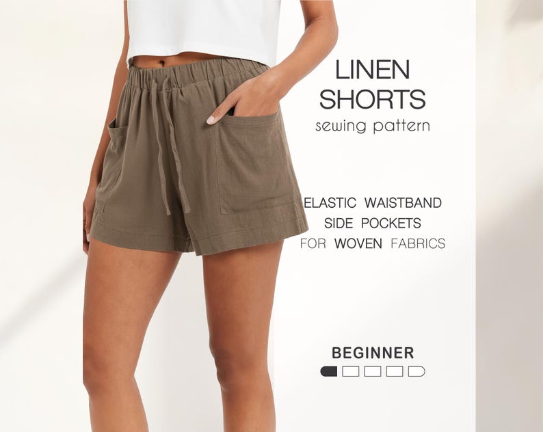 Easy Shorts Pattern, Wide Leg Shorts Pattern, Women's Shorts Sewing Pattern, Cotton Shorts With Pocket Pattern, Plus Size Digital Patterns, linen shorts pattern, shorts pattern for beginners, shorts pattern for woven fabrics, elastic waistband shorts, shorts pattern for woven fabrics, lounge shorts pattern, sewing patterns for women, shorts pdf pattern, casual shorts pattern, elastic waistband shorts pattern, summer shorts pattern, boxer shorts pattern
