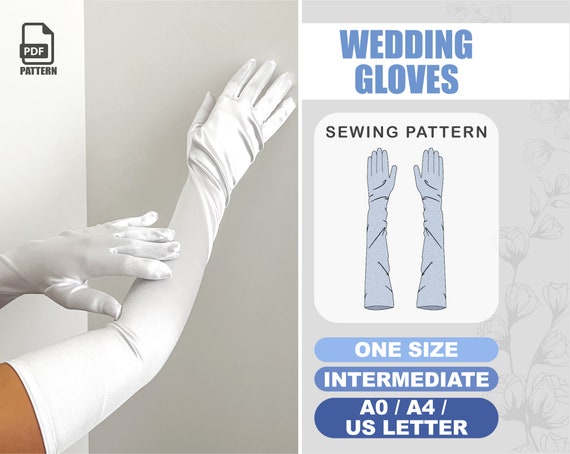 Wedding Gloves Pattern, Long Gloves Sewing Pattern, Bride Gloves PDF Pattern, Stretch Formal Gloves Pattern, Digital Patterns