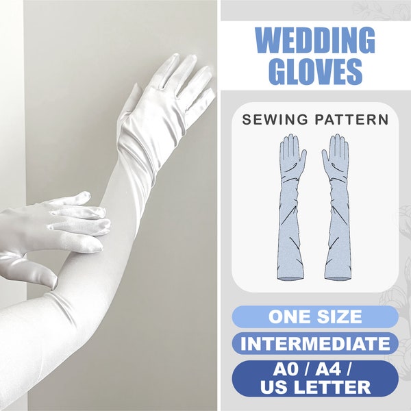Wedding Gloves Pattern, Long Gloves Sewing Pattern, Bride Gloves PDF Pattern, Stretch Formal Gloves Pattern, Digital Patterns