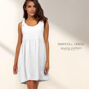 Short Dress Sewing Pattern For Beginners, Babydoll Dress Pattern, Plus Size Dress Pattern, Summer Dress Pattern, XS - 4XL, Instant Download