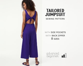 Jumpsuit Pattern For Women, Romper Sewing Pattern Women's Overalls Pattern, Plus Size Patterns, Wide Leg Jumpsuit