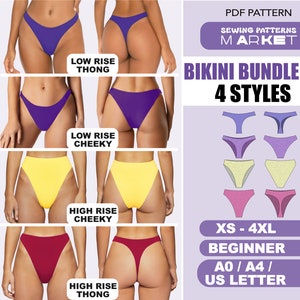 Swimsuit Sewing Pattern Digital Patterns Womens String Bikini XS - 4XL, PDF Plus Size Bikini Bundle Pattern, Instant Download