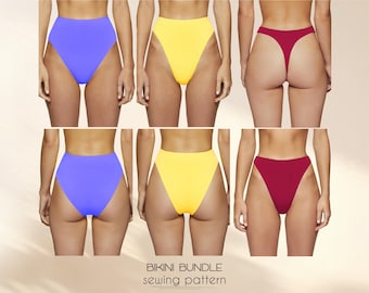 Bikini Beginner Sewing Pattern, Swimsuit PDF Pattern, XS - 4XL, Plus Size Bikini Patterns, Digital Sewing Patterns, Instant Download