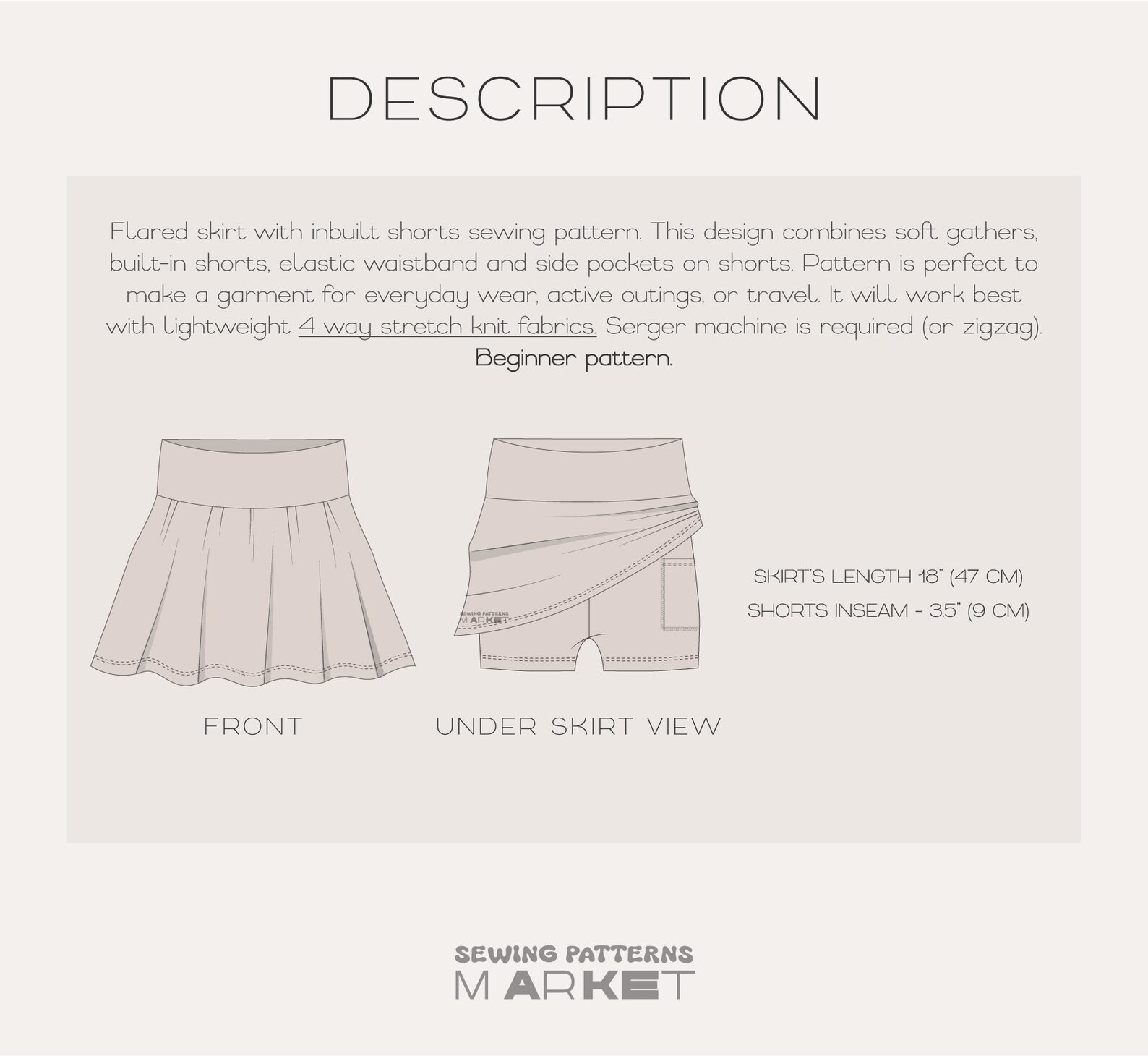 Ballet Skort Pattern Skort Sewing Pattern, Skirt With Shorts Pattern, Dance Skirt Pattern ...