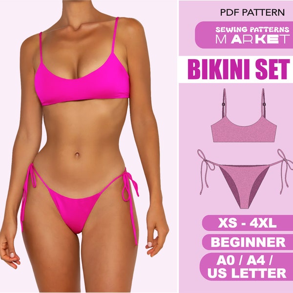 Patron de maillot de bain femme grande taille patrons numériques, bikini XS - 4XL, patrons PDF avec téléchargement immédiat